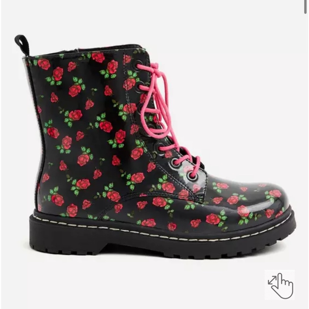 Betsey Johnson Black Floral Combat Bootie